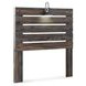 Drystan Brown Rustic Full Panel Headboard with LED and USB Charging