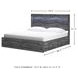 Baystorm Gray King Platform Single Side Under Bed Storage Bed