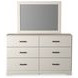 Stelsie White 6 Drawer Dresser and Rectangular Mirror