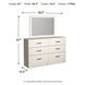 Stelsie White 6 Drawer Dresser and Rectangular Mirror