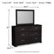 Belachime Charcoal 6 Drawer Dresser and Rectangular Mirror