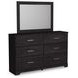 Belachime Charcoal 6 Drawer Dresser and Rectangular Mirror