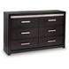 Shoralli Black 6 Drawer Dresser with LED