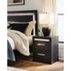 Shoralli Black 2 Drawer Nightstand with USB Charging and LED