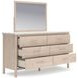 Cadmori Champagne and White 6 Drawer Marble Top Dresser and Rectangular Mirror