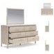 Cadmori Champagne and White 6 Drawer Marble Top Dresser and Rectangular Mirror