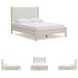 Cadmori Tan And White Queen Upholstered Panel Bed
