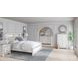 Altyra White and Gray Upholstered Bookcase Panel Bedroom Set with LED