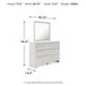 Altyra White 6 Drawer Dresser and Rectangular Mirror