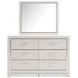 Altyra White and Gray Upholstered Storage Panel Bedroom Set with LED