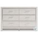 Altyra White and Gray Upholstered Bookcase Panel Bedroom Set with LED
