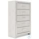 Altyra White and Gray Upholstered Bookcase Storage Bedroom Set with LED