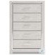 Altyra White and Gray Upholstered Storage Panel Bedroom Set with LED
