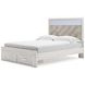 Altyra White and Gray Upholstered Storage Panel Bedroom Set with LED