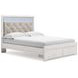 Altyra White and Gray Upholstered Storage Panel Bedroom Set with LED