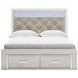 Altyra White and Gray Upholstered Storage Panel Bedroom Set with LED