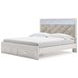 Altyra White and Gray King Upholstered Storage Panel Bed with LED