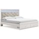 Altyra White and Gray King Upholstered Storage Panel Bed with LED