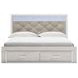 Altyra White and Gray King Upholstered Storage Panel Bed with LED