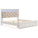 Altyra White and Gray King Upholstered Storage Panel Bed with LED
