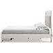 Altyra White and Gray King Upholstered Storage Panel Bed with LED