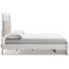 Altyra White and Gray King Upholstered Storage Panel Bed with LED