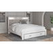 Altyra White and Gray King Upholstered Storage Panel Bed with LED