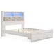 Altyra White and Gray Queen Upholstered Bookcase Storage Bed with LED