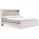 Altyra White and Gray King Upholstered Bookcase Panel Bed with LED