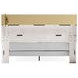 Altyra White and Gray King Upholstered Bookcase Panel Bed with LED