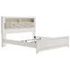Altyra White and Gray King Upholstered Bookcase Panel Bed with LED