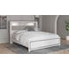 Altyra White and Gray King Upholstered Bookcase Panel Bed with LED