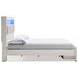 Altyra White and Gray King Upholstered Bookcase Storage Bed with LED
