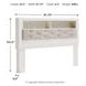 Altyra White and Gray King Upholstered Panel Bookcase Headboard with LED