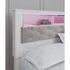 Altyra White and Gray King Upholstered Panel Bookcase Headboard with LED