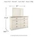 Willowton Whitewash 6 Drawer Dresser and Rectangular Mirror