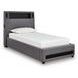 Wronske Gray Twin Upholstered Panel Bed with LED