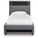 Wronske Gray Twin Upholstered Panel Bed with LED