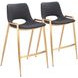 Desi Black and Gold Counter Height Stool Set of 2