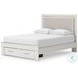 Ravalori White Queen Upholstered Panel Storage Bed