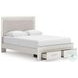 Ravalori White Queen Upholstered Panel Storage Bed
