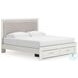 Ravalori White King Upholstered Panel Storage Bed