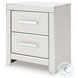 Ravalori White 2 Drawer Nightstand with USB Charging
