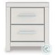 Ravalori White 2 Drawer Nightstand with USB Charging