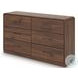 Hollinaze Walnut Brown 6 Drawer Dresser