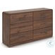 Hollinaze Walnut Brown 6 Drawer Dresser
