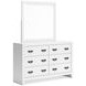 Binterglen White 6 Drawer Dresser and Rectangular Mirror