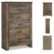 Trinell Brown Five Drawer Chest