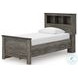Frandern Gray Twin Bookcase Panel Bed with Storage