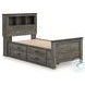 Frandern Gray Twin Bookcase Panel Bed with Storage